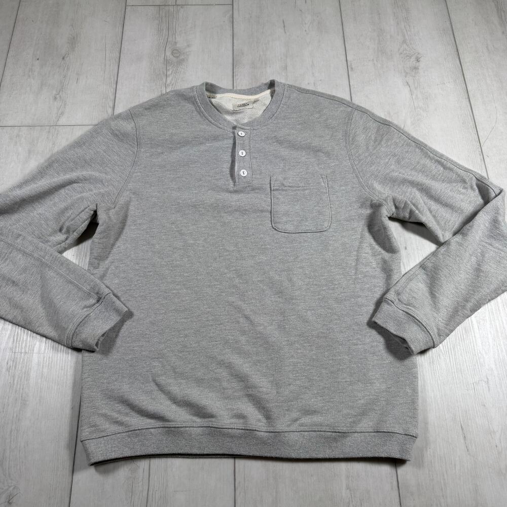 Flint and Tinder Long Sleeve Henley Pocket Knit Mens Size Large Gray